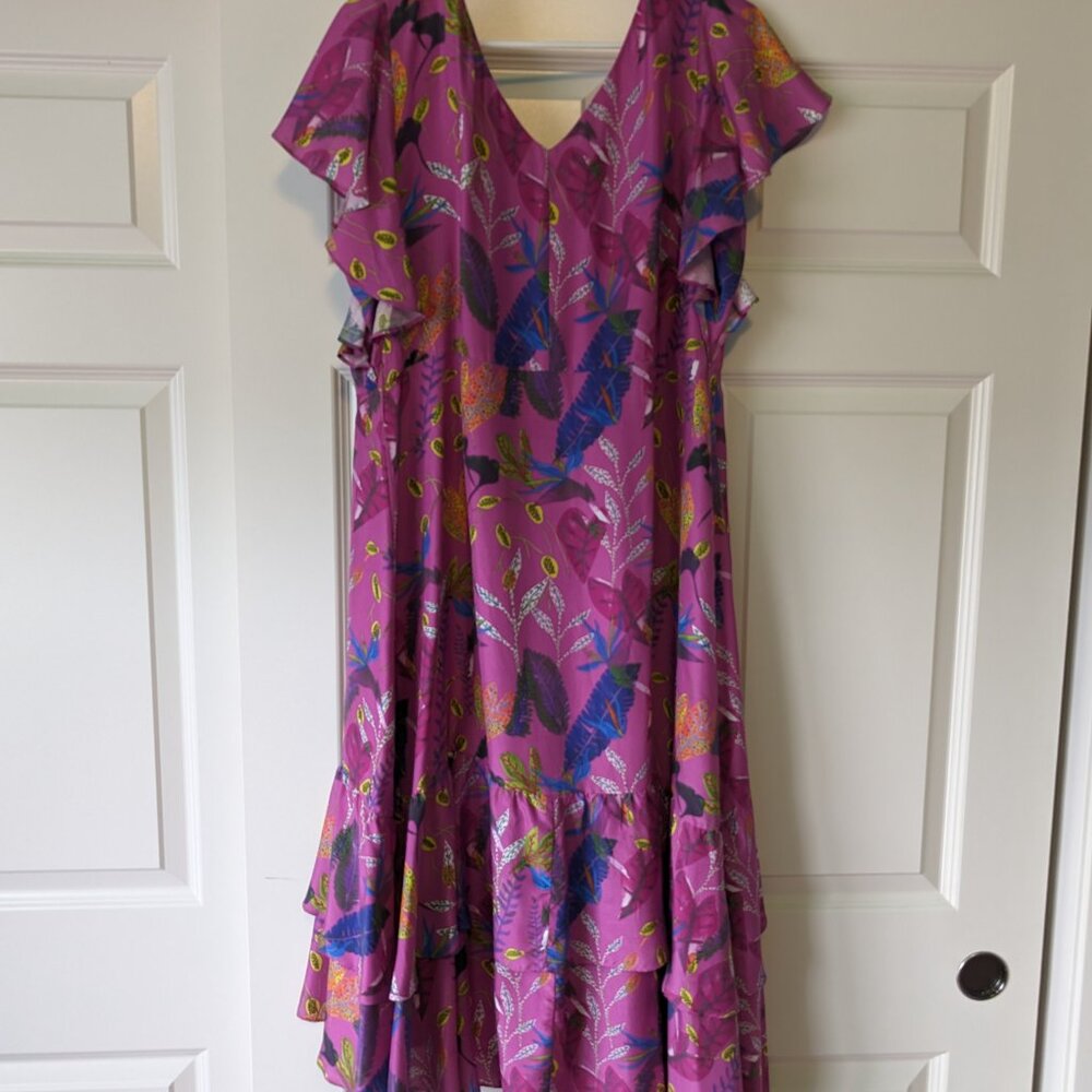 Tanya Taylor botanical print silk wrap dress - Picture 2 of 4